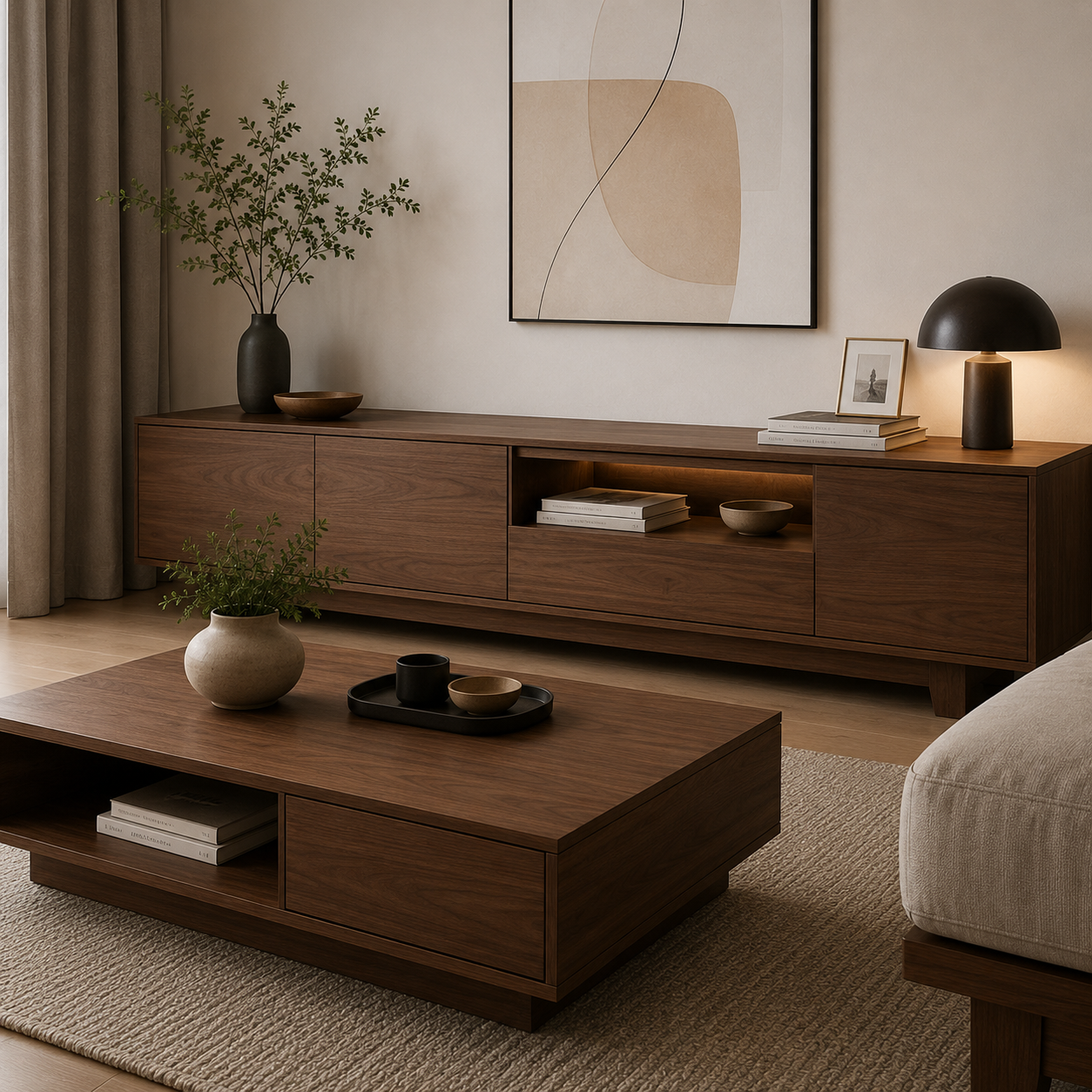 Classic Walnut applied on furniture surfaces
