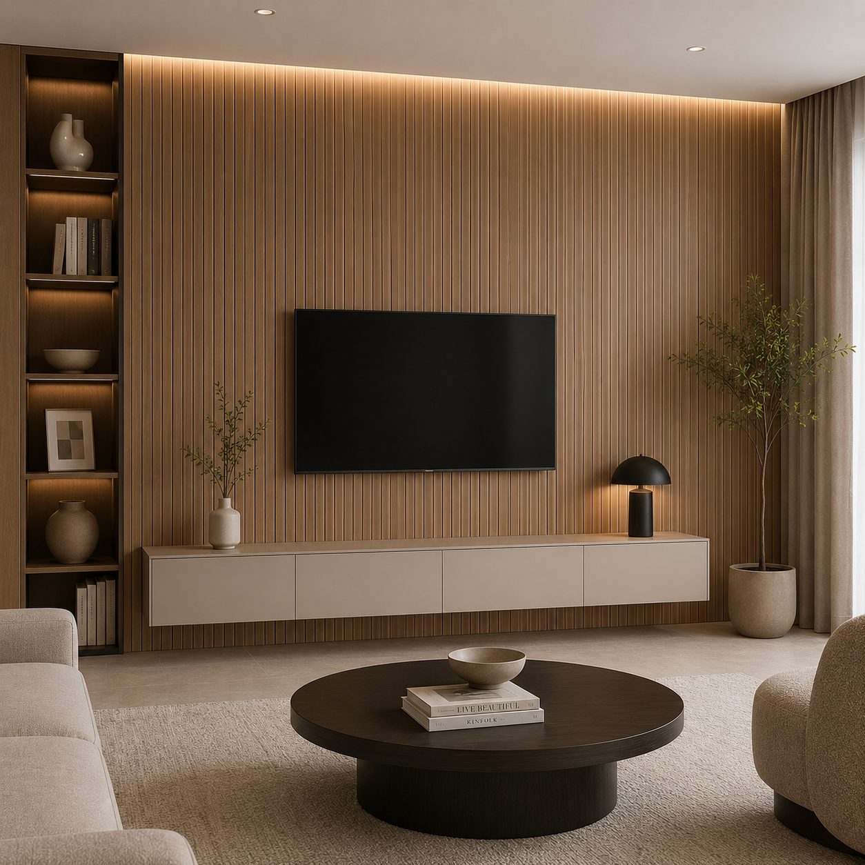 Classic Walnut applied as wall paneling