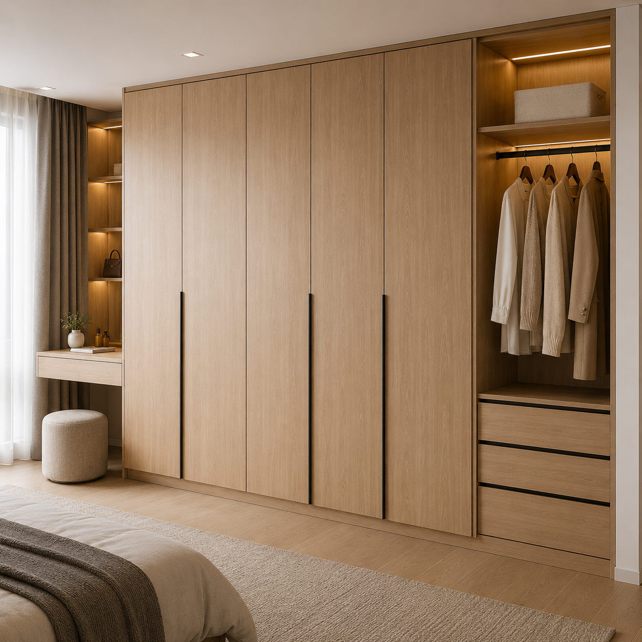 Classic Walnut applied in wardrobe doors